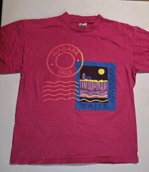 Vintage 1990’s Single Stitch Niagara Fall Grey Puff Print Graphic T-Shirt - Larg
